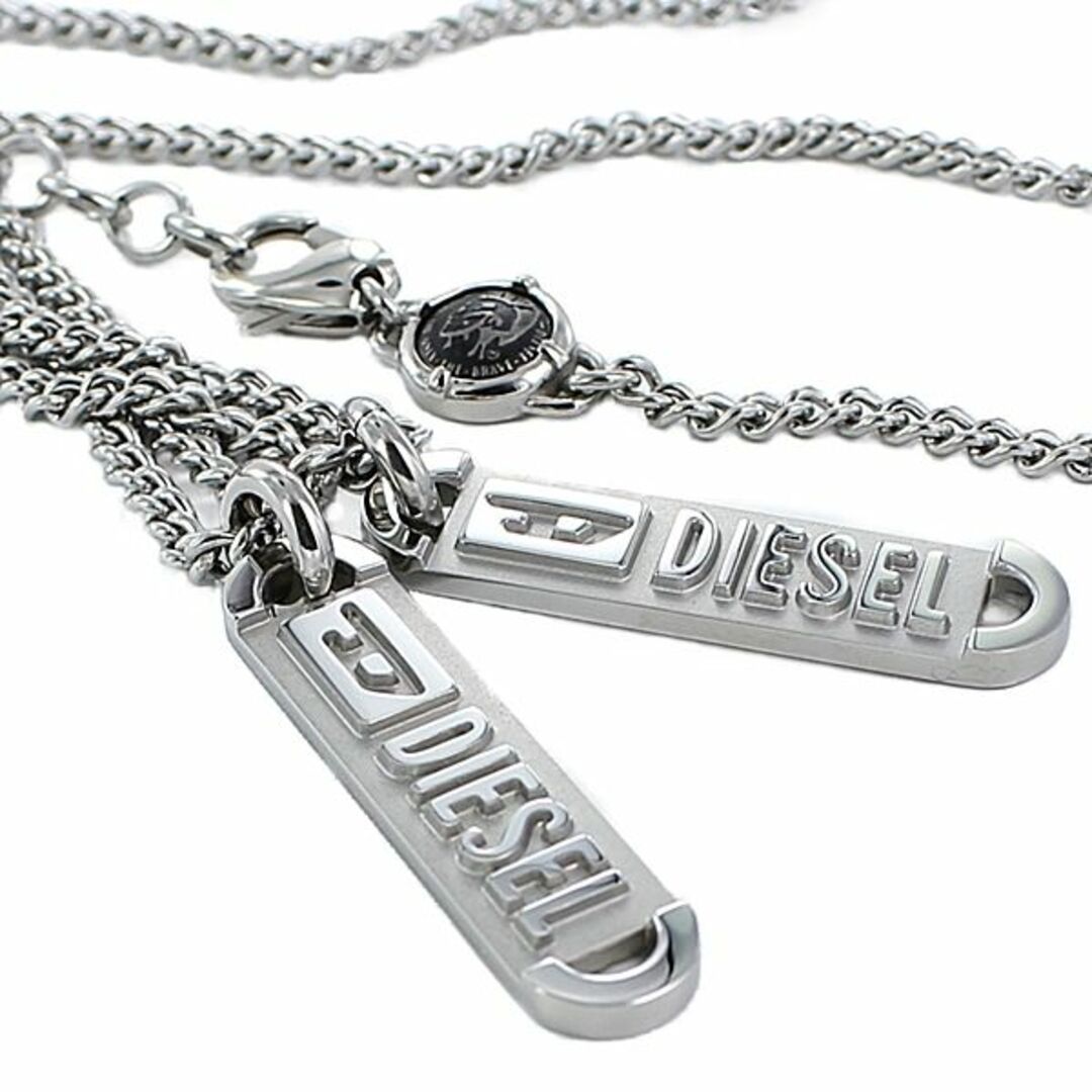 DIESEL(ディーゼル)のペアアクセサリー カップル 夫婦 プレゼント Diesel ディーゼル シルバー チェーン ネックレス プレート 男性 女性 ブランド ペア アクセ お揃い レディースのアクセサリー(ネックレス)の商品写真