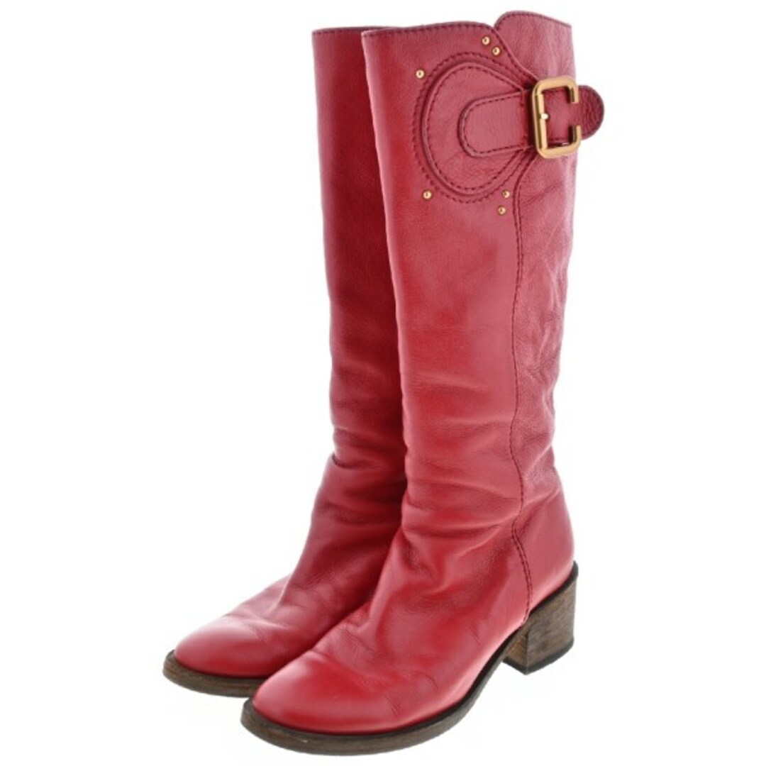 Chloe(クロエ)のChloe クロエ ブーツ EU37 1/2(24cm位) 赤 【古着】【中古】 レディースの靴/シューズ(ブーツ)の商品写真