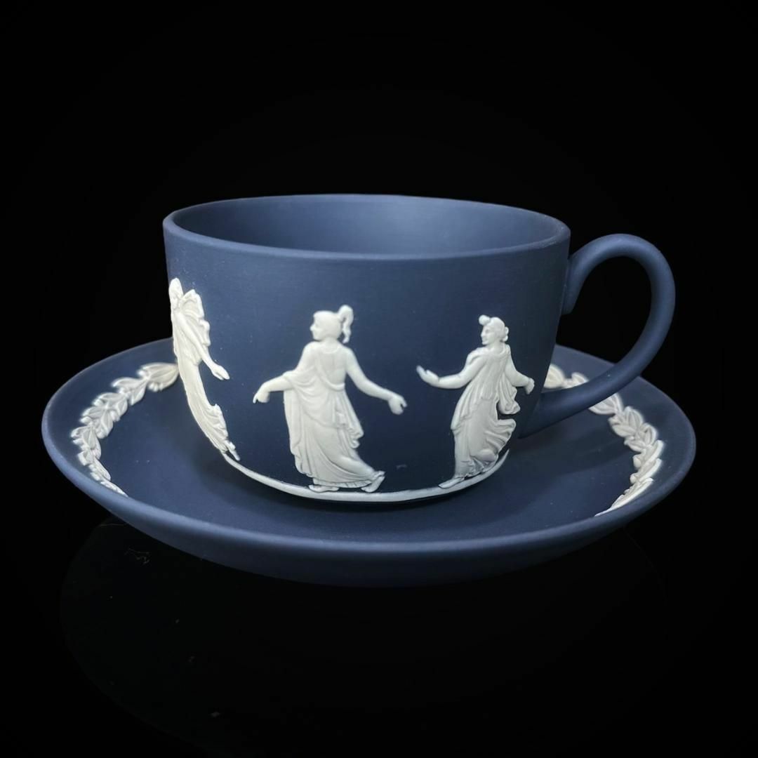 WEDGWOOD(ウェッジウッド)の★ウェッジウッド★ ジャスパー カップ&ソーサー ポートランドブルー ネイビー インテリア/住まい/日用品のキッチン/食器(グラス/カップ)の商品写真