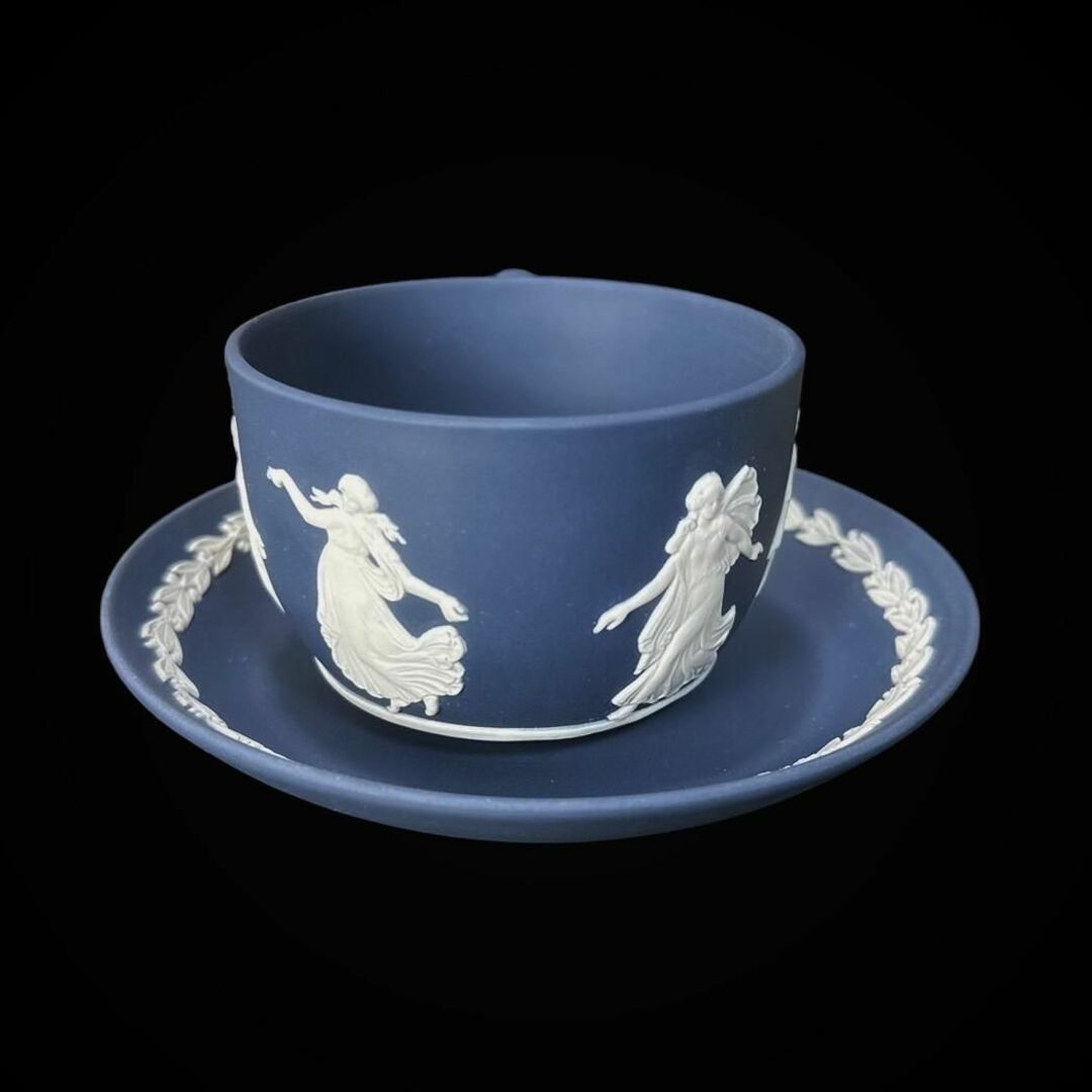 WEDGWOOD(ウェッジウッド)の★ウェッジウッド★ ジャスパー カップ&ソーサー ポートランドブルー ネイビー インテリア/住まい/日用品のキッチン/食器(グラス/カップ)の商品写真