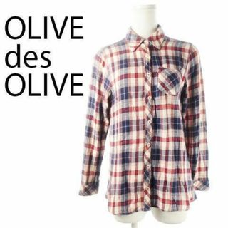 オリーブデオリーブ(OLIVEdesOLIVE)のオリーブデオリーブ 長袖ネルシャツ チェック M 紺 赤 230130CK12A(シャツ/ブラウス(長袖/七分))