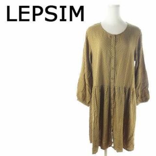 レプシィム(LEPSIM)のレプシィム ミニワンピース 長袖 ドット 薄手 L 茶 230227AO7A(ミニワンピース)