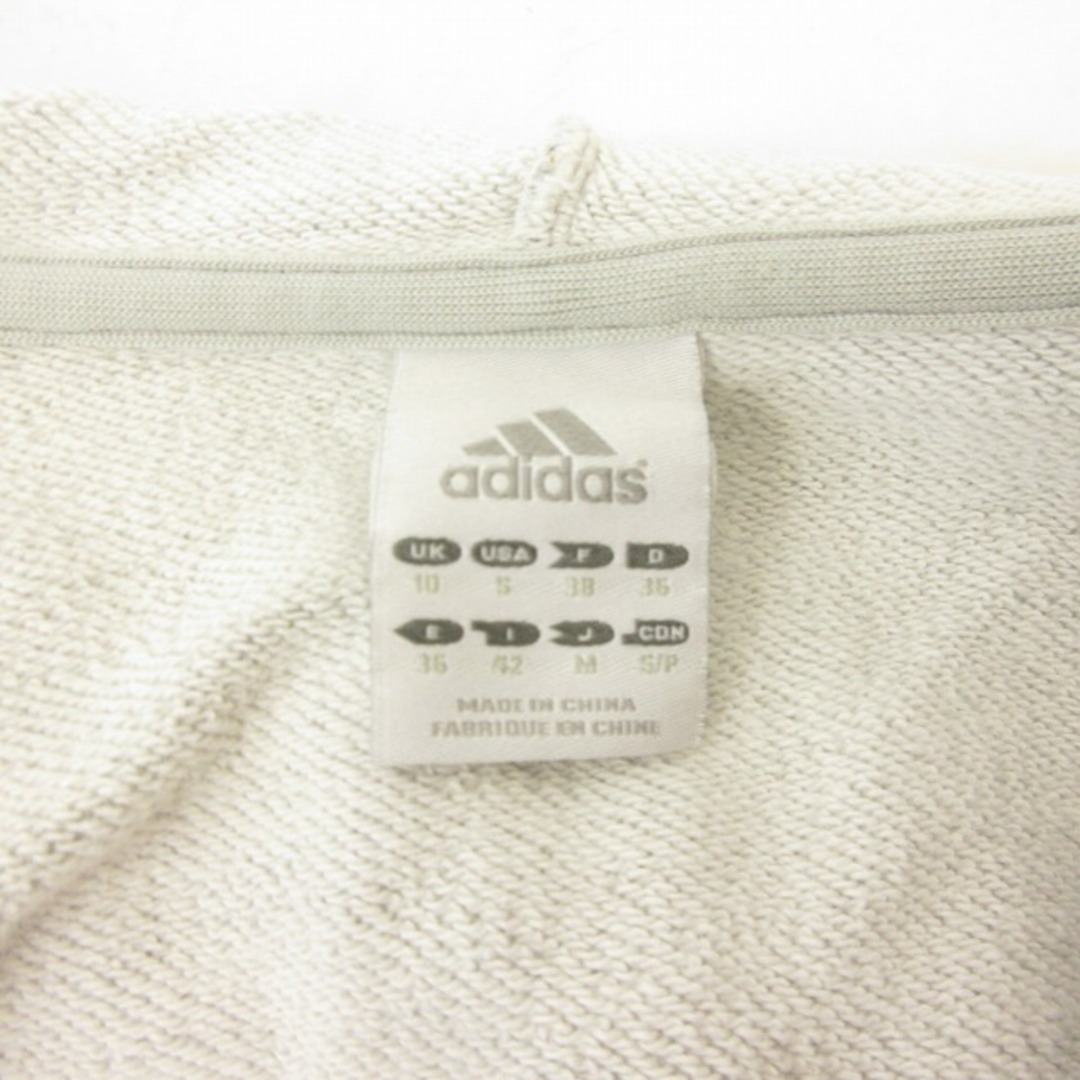 adidas(アディダス)のアディダス スウェットパーカー フーディ ジップアップ ロゴ 刺繍 グレー M レディースのトップス(パーカー)の商品写真