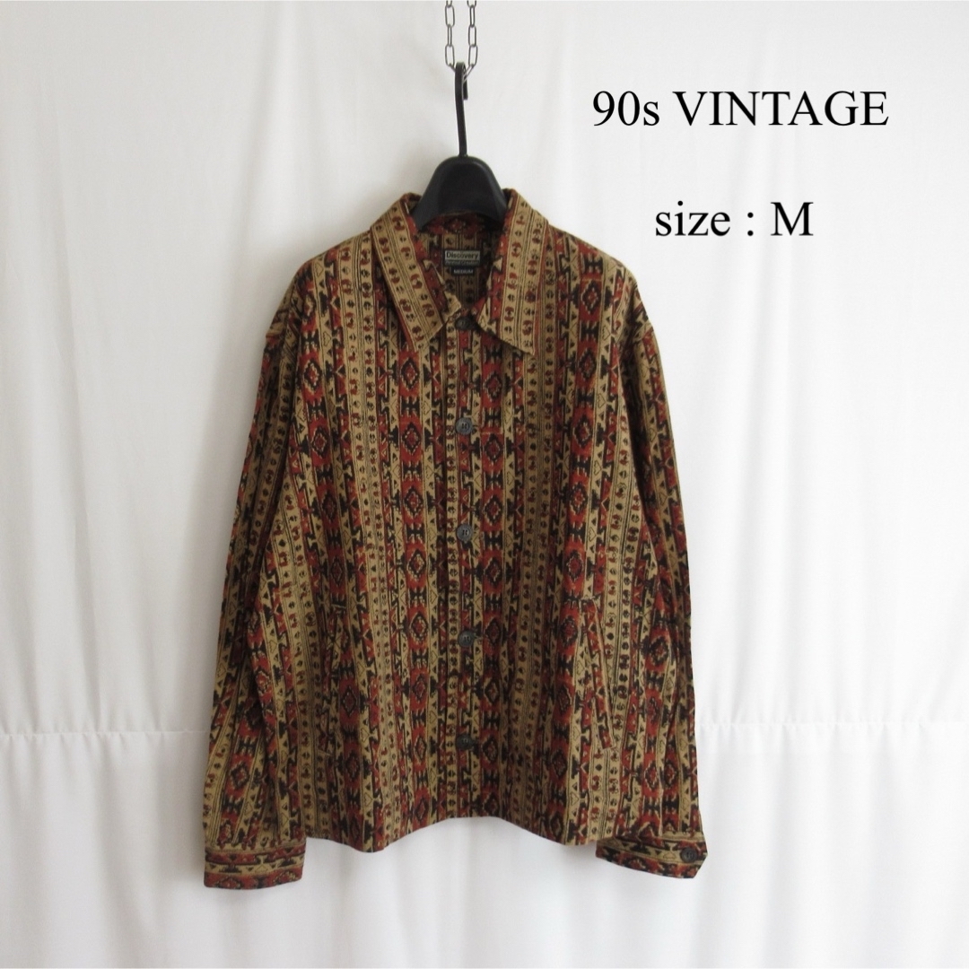 ART VINTAGE(アートヴィンテージ)の90s VINTAGE 総柄 コットン カバーオール シャツ ワークジャケット メンズのジャケット/アウター(カバーオール)の商品写真