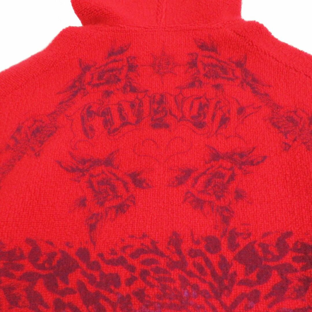 GIVENCHY(ジバンシィ)の美品□GIVENCHY/ジバンシィ ロゴ フラワープリント パイル地 オーバーサイズ WZIP ジップパーカー/フーディー レッド S イタリア製 正規品 メンズのトップス(パーカー)の商品写真