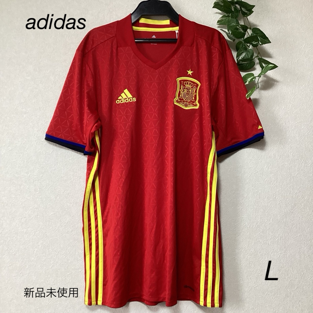 adidas(アディダス)の⭐︎新品未使用⭐︎adidas スペイン代表　ユニフォーム　シャツ　sizeL スポーツ/アウトドアのサッカー/フットサル(ウェア)の商品写真