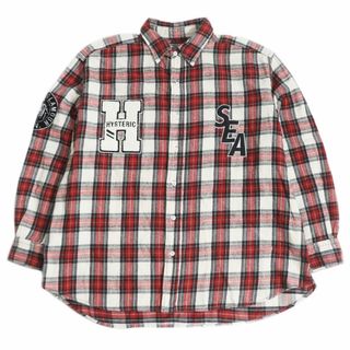 ヒステリックグラマー(HYSTERIC GLAMOUR)の美品□ヒステリックグラマー×ウィンダンシー WDS-HYS-3-04 チェック柄 ロゴワッペン ロングスリーブ 長袖 ネルシャツ レッド系 L 正規品(シャツ)