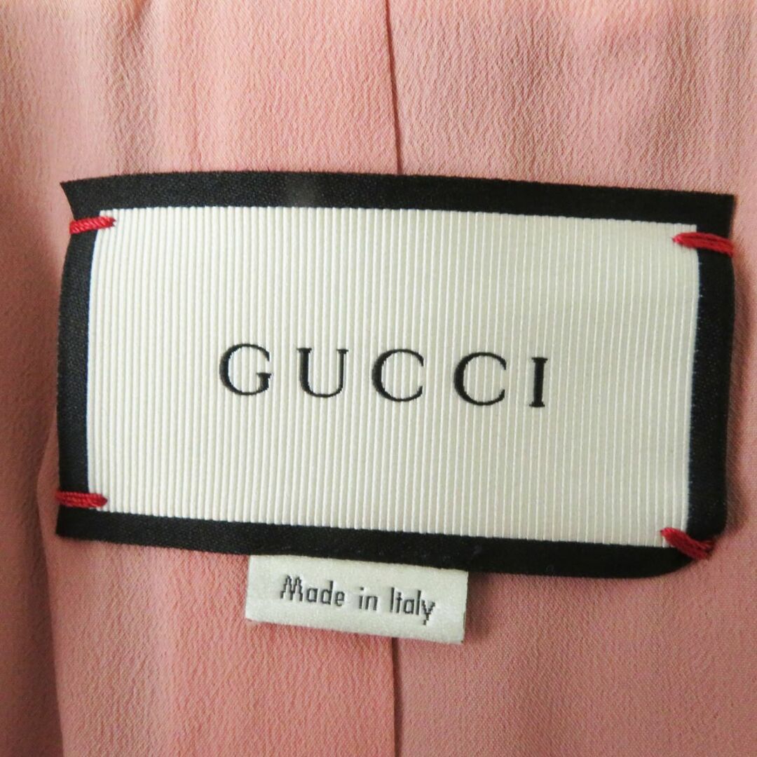 Gucci(グッチ)の極美品◎正規品 伊製 GUCCI グッチ 448610 レディース 棒タイ付き グログランウェブネック インターロッキングGボタン付き コート 黒 36 レディースのジャケット/アウター(ロングコート)の商品写真