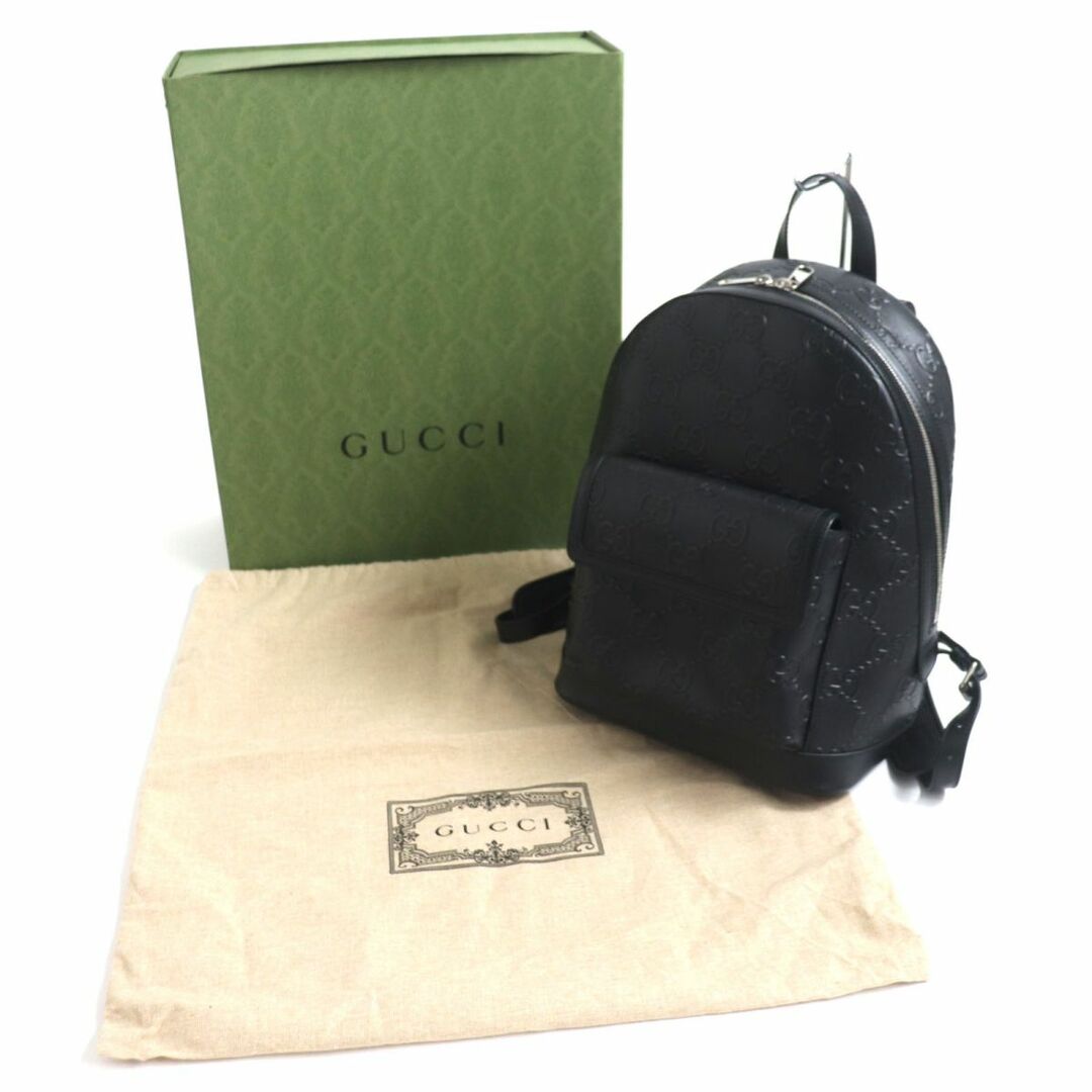 Gucci(グッチ)の美品▼GUCCI グッチ 658579 GGエンボス レザーバックパック/リュックサック ブラック イタリア製 メンズ 箱・保存袋付き メンズのバッグ(バッグパック/リュック)の商品写真