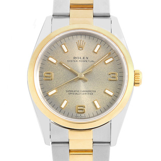 ロレックス(ROLEX)のロレックス オイスターパーペチュアル 14203 グレー トロピカル 369ホワイトバー S番 メンズ 中古 腕時計(腕時計(アナログ))