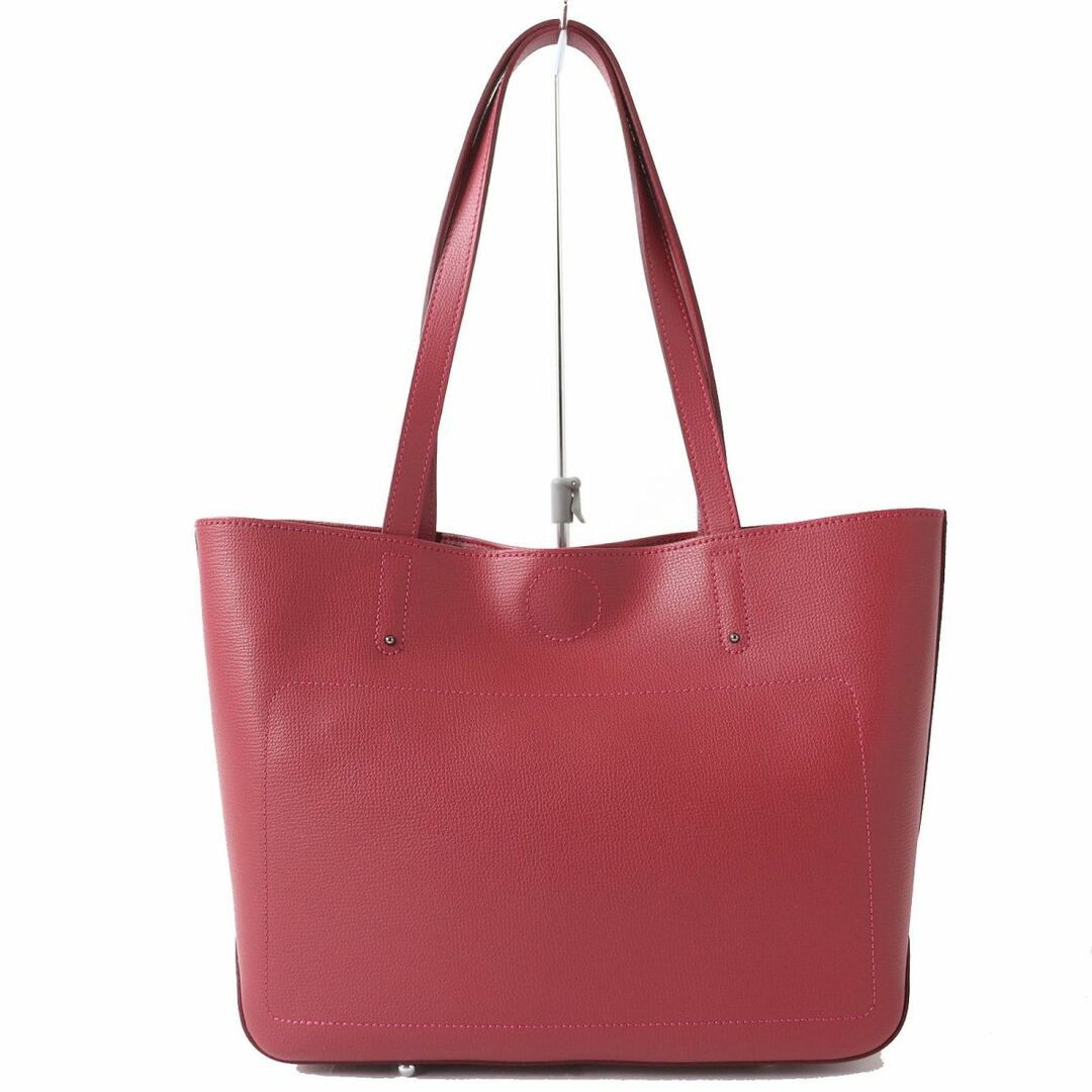 LONGCHAMP(ロンシャン)の極美品△LONGCHAMP ロンシャン ベルトデザインロゴモチーフ オールレザー トートバッグ レディース 肩掛け可能◎ レッドピンク系 仏製 レディースのバッグ(トートバッグ)の商品写真