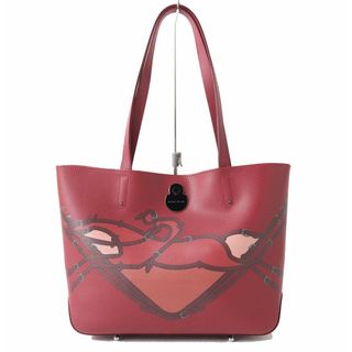 ロンシャン(LONGCHAMP)の極美品△LONGCHAMP ロンシャン ベルトデザインロゴモチーフ オールレザー トートバッグ レディース 肩掛け可能◎ レッドピンク系 仏製(トートバッグ)