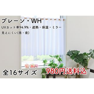 ★新品★レースカフェカーテン(プレーン・WH) 1枚(レースカーテン)