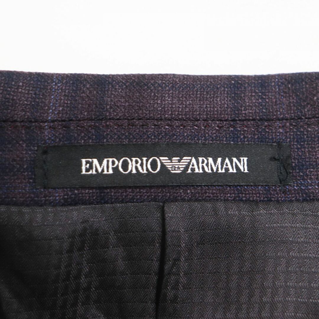 Emporio Armani(エンポリオアルマーニ)の極美品●2019年製 黒タグ エンポリオアルマーニ G LINE SUPER130’s生地 チェック柄 テーラードジャケット ボルドー×ブルー系 52 正規品 メンズのジャケット/アウター(テーラードジャケット)の商品写真