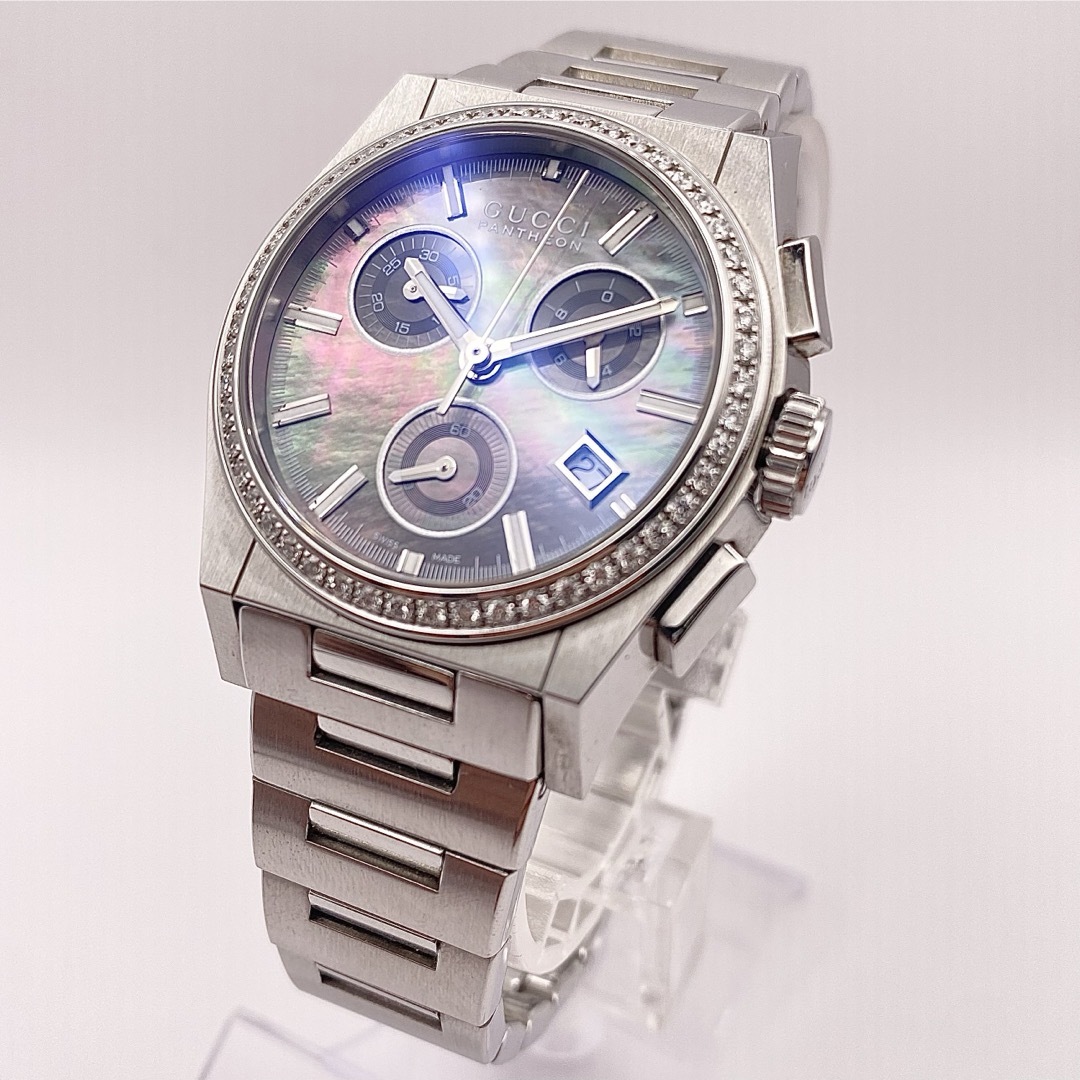 美品　グッチ パンテオン　ダイヤベゼル　ボーイズ　メンズ　腕時計　シェル文字盤 | フリマアプリ ラクマ