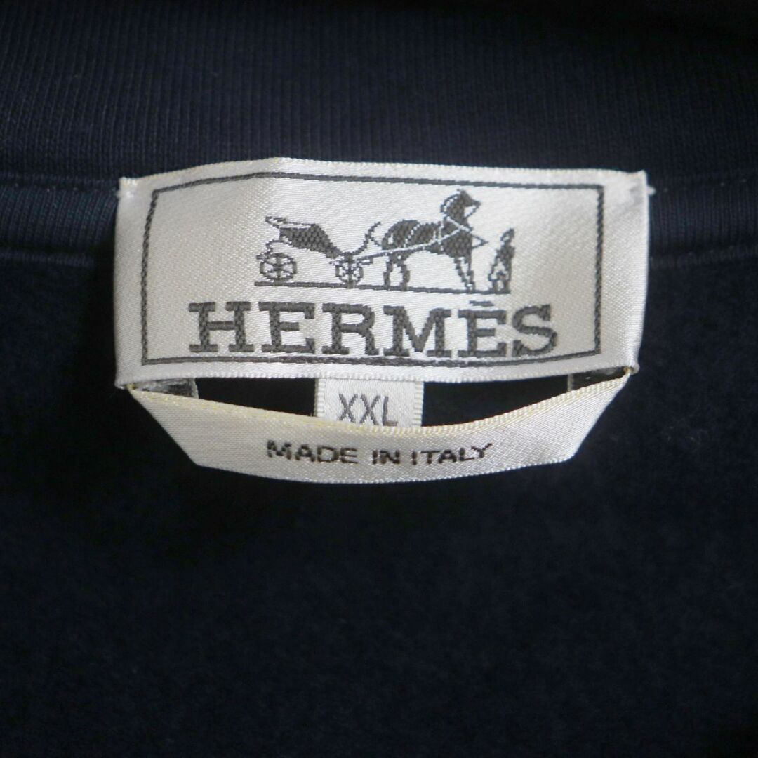 Hermes(エルメス)の未使用▼23SS エルメス シュヴォー・アン・シンメトリー ホース ラムレザーパッチ フーディ/スウェットパーカー 紺 XXL メンズ 伊製 正規品 メンズのトップス(パーカー)の商品写真