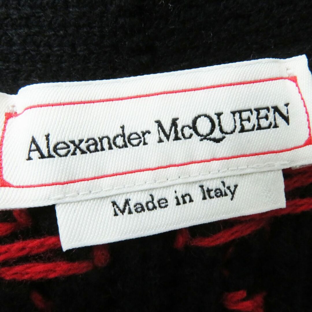 Alexander McQueen(アレキサンダーマックイーン)の極美◎正規品 20AW アレキサンダーマックイーン レディース 641867 カシミヤ混 アーガイル インターシャ ニットカーディガン 黒×白×赤 XS レディースのトップス(カーディガン)の商品写真