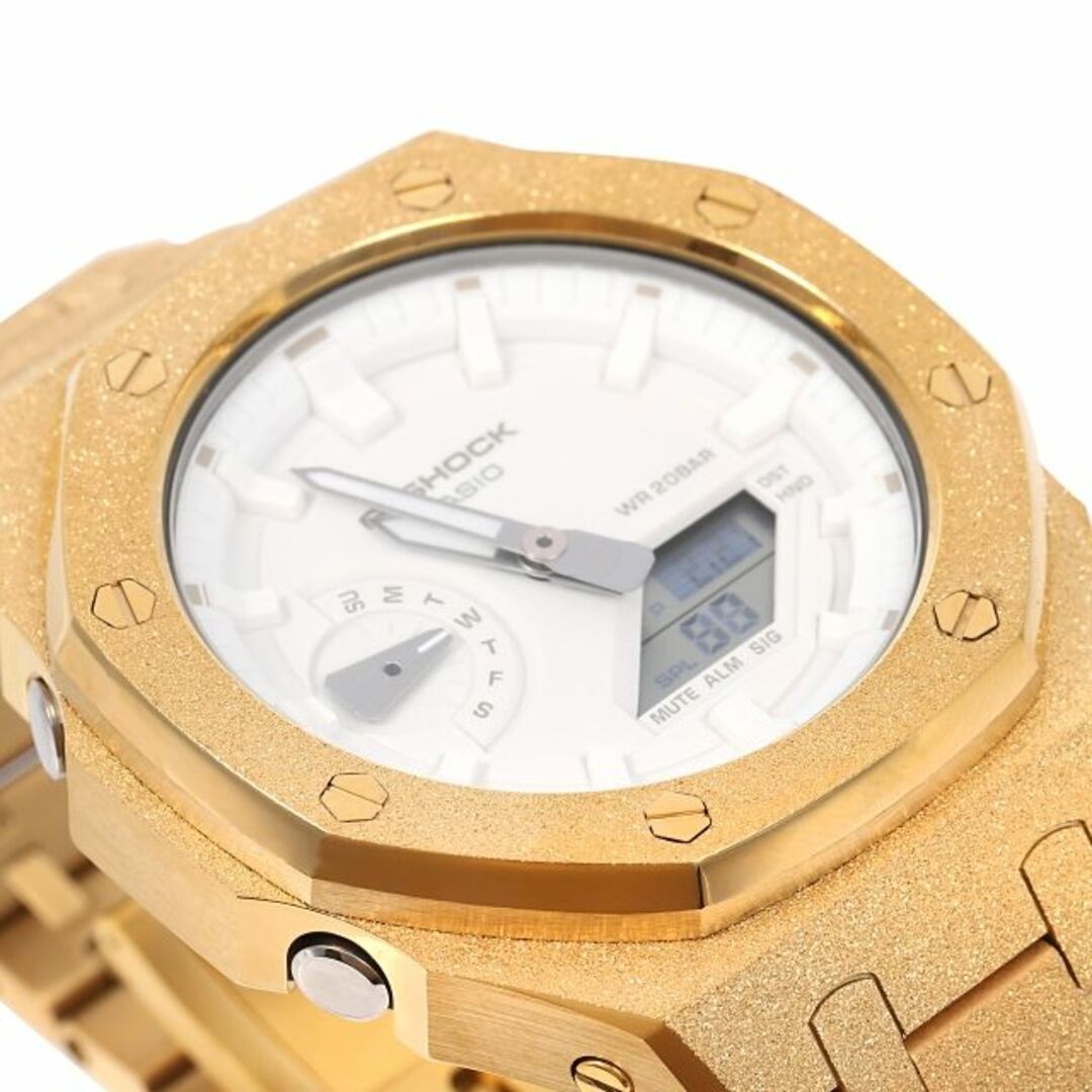 G-SHOCK(ジーショック)のG-SHOCK GA2100 フロステッド カスタム カシオーク ゴールド ホワイト文字盤 ステンレス製 艶消しモデル Frosted Edition ゴールド メンズの時計(腕時計(アナログ))の商品写真