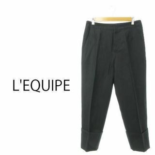 L'EQUIPE - レキップ ワイドパンツ テーパード クロップド 麻混 黒 230726AH7A