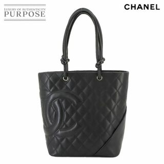 シャネル(CHANEL)の新品同様 シャネル CHANEL カンボンライン ミディアム トート バッグ レザー ブラック A25167 シルバー 金具 VLP 90223079(トートバッグ)