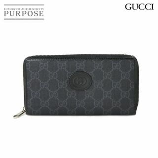 グッチ(Gucci)の未使用 展示品 グッチ GUCCI インターロッキングG GGスプリーム ラウンドファスナー 長財布 グレー ブラック 673003 VLP 90225449(長財布)