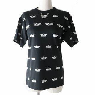 ルイヴィトン(LOUIS VUITTON)の未使用品◎正規品 22SS LOUIS VUITTON ルイヴィトン  1A99LW レディース LVヴィテス 半袖 Tシャツ／カットソー 黒×白 S タグ付 イタリア製(Tシャツ(半袖/袖なし))