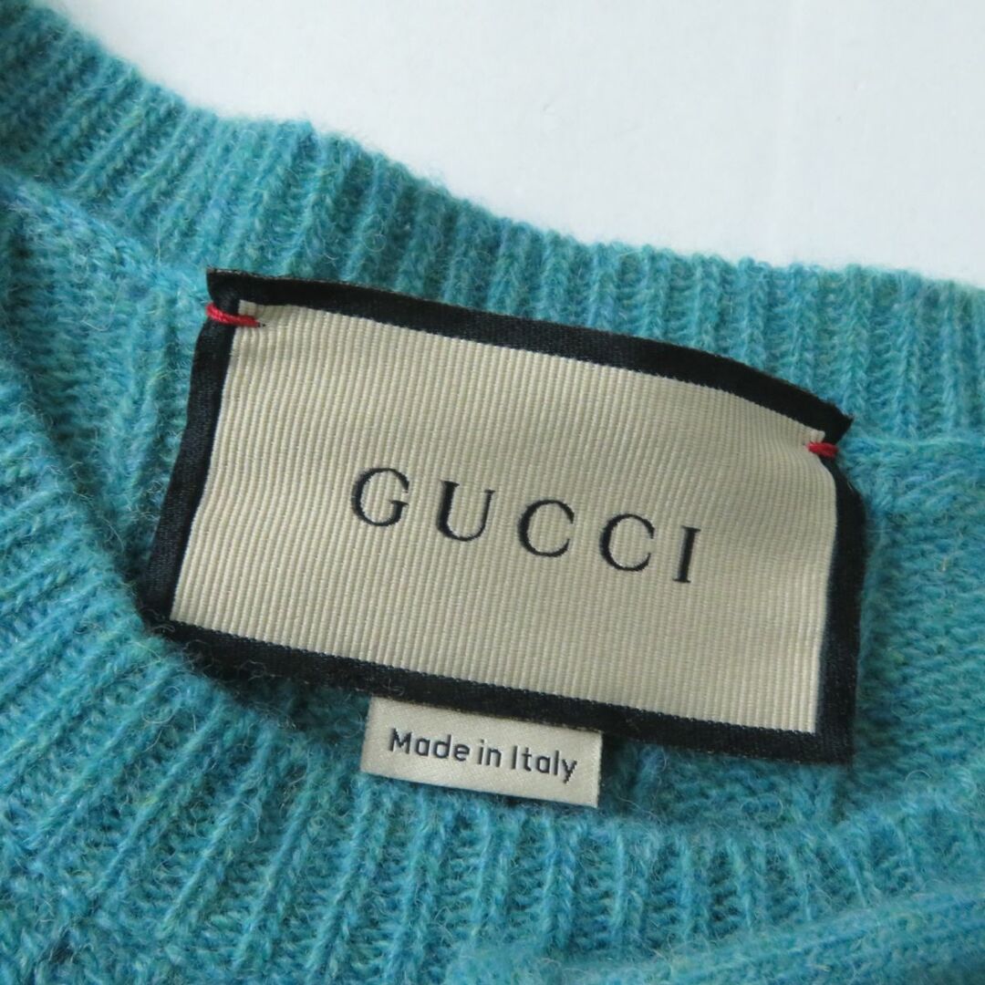 Gucci(グッチ)の極美品★正規品 GUCCI グッチ 644792 スパンコール装飾 フリルデザイン 膝丈 ニットワンピース レディース グリーン M イタリア製 レディースのワンピース(ひざ丈ワンピース)の商品写真