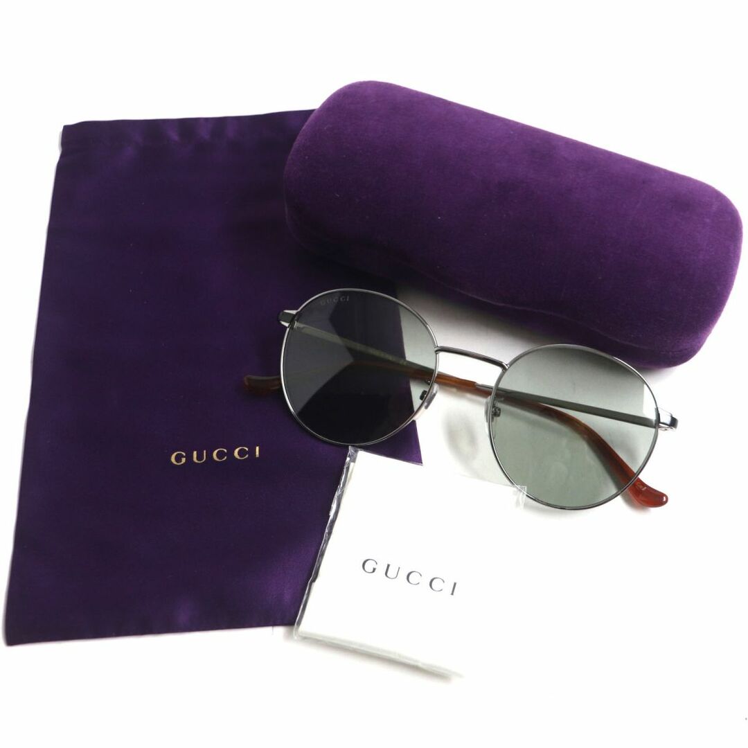 Gucci(グッチ)の未使用品▼GUCCI グッチ GG0574SK 002 アジアンフィット サングラス ガンメタ×ブラック×クリアブラウン 55□20-150 伊製 ケース・袋付き メンズのファッション小物(サングラス/メガネ)の商品写真