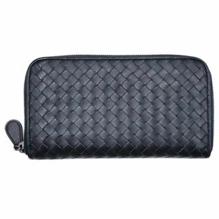 ボッテガヴェネタ(Bottega Veneta)のボッテガヴェネタ 財布 BOTTEGA VENETA レザー イントレチャート ラウンドファスナー長財布 紺 ネイビー メンズ OJ10017(財布)