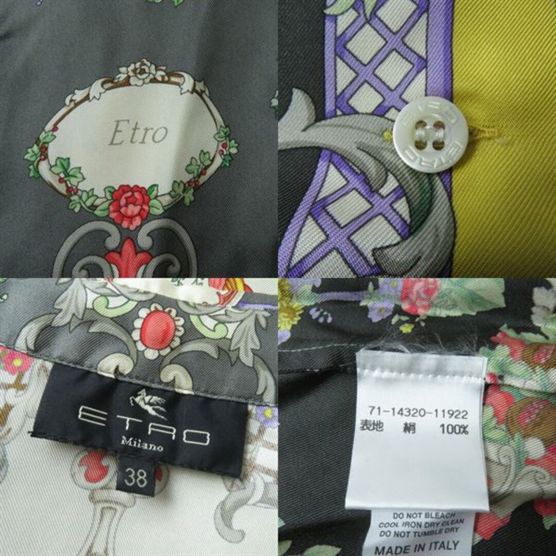 ETRO(エトロ)の未使用品★ETRO エトロ 14320 OrtoBotanico ロゴボタン付き 総柄 シルク100％ 長袖 シャツ マルチ 38 伊製 美シルエット◎ タグ付き レディースのトップス(シャツ/ブラウス(長袖/七分))の商品写真