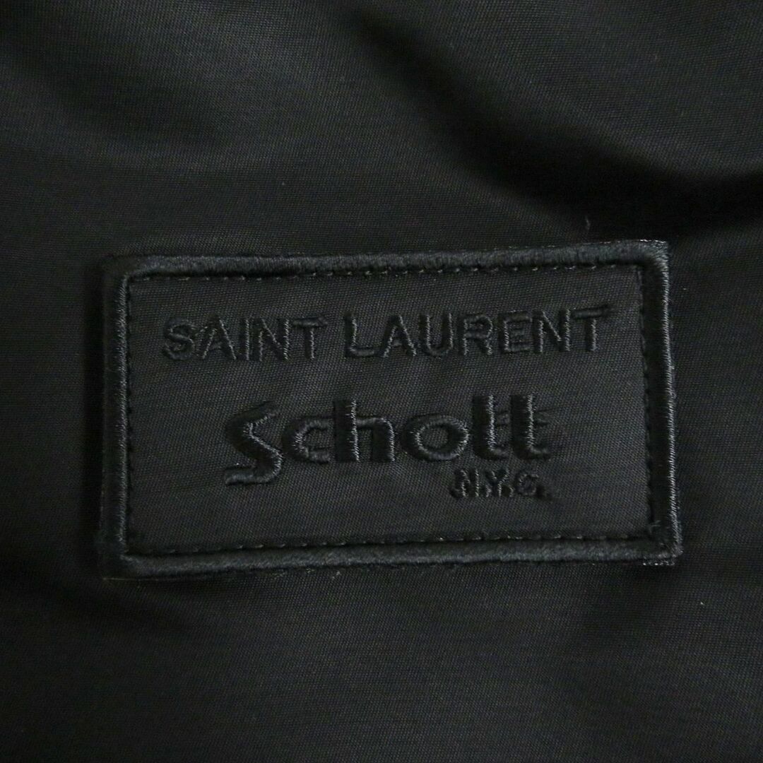 Saint Laurent(サンローラン)の未使用□SAINT LAURENT PARIS×Schott サンローランパリ ショット 680378 羊革 レイヤード フーデッド ボンバージャケット／MA-1 黒 S 正規 メンズのジャケット/アウター(ブルゾン)の商品写真