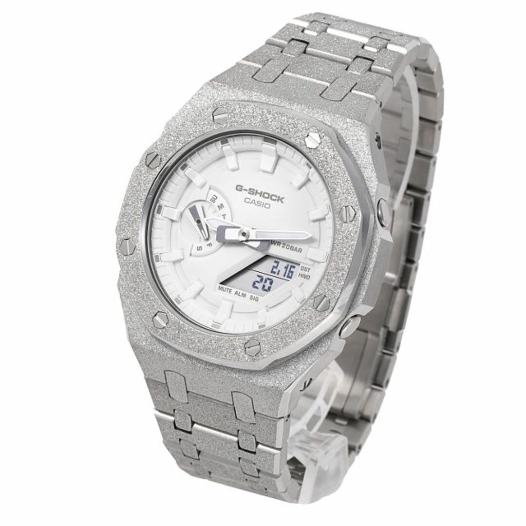 G-SHOCK(ジーショック)のG-SHOCK GA2100 フロステッド カスタム カシオーク シルバー ホワイト文字盤 ステンレス製 艶消しモデル Frosted Edition ゴールド メンズの時計(腕時計(アナログ))の商品写真