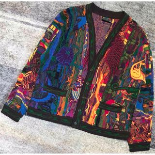 幻 最高傑作 異次元のセンス 90's COOGI ウール ニット カーディガン