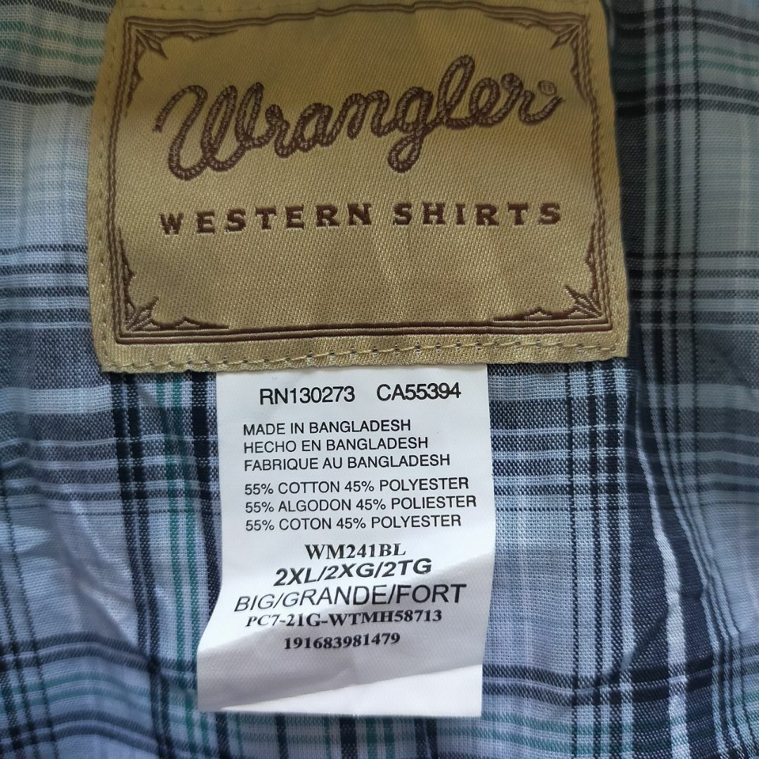 Wrangler(ラングラー)のWrangler チェック柄 ウエスタンシャツ ２XL  古着 ブルー系 メンズのトップス(シャツ)の商品写真