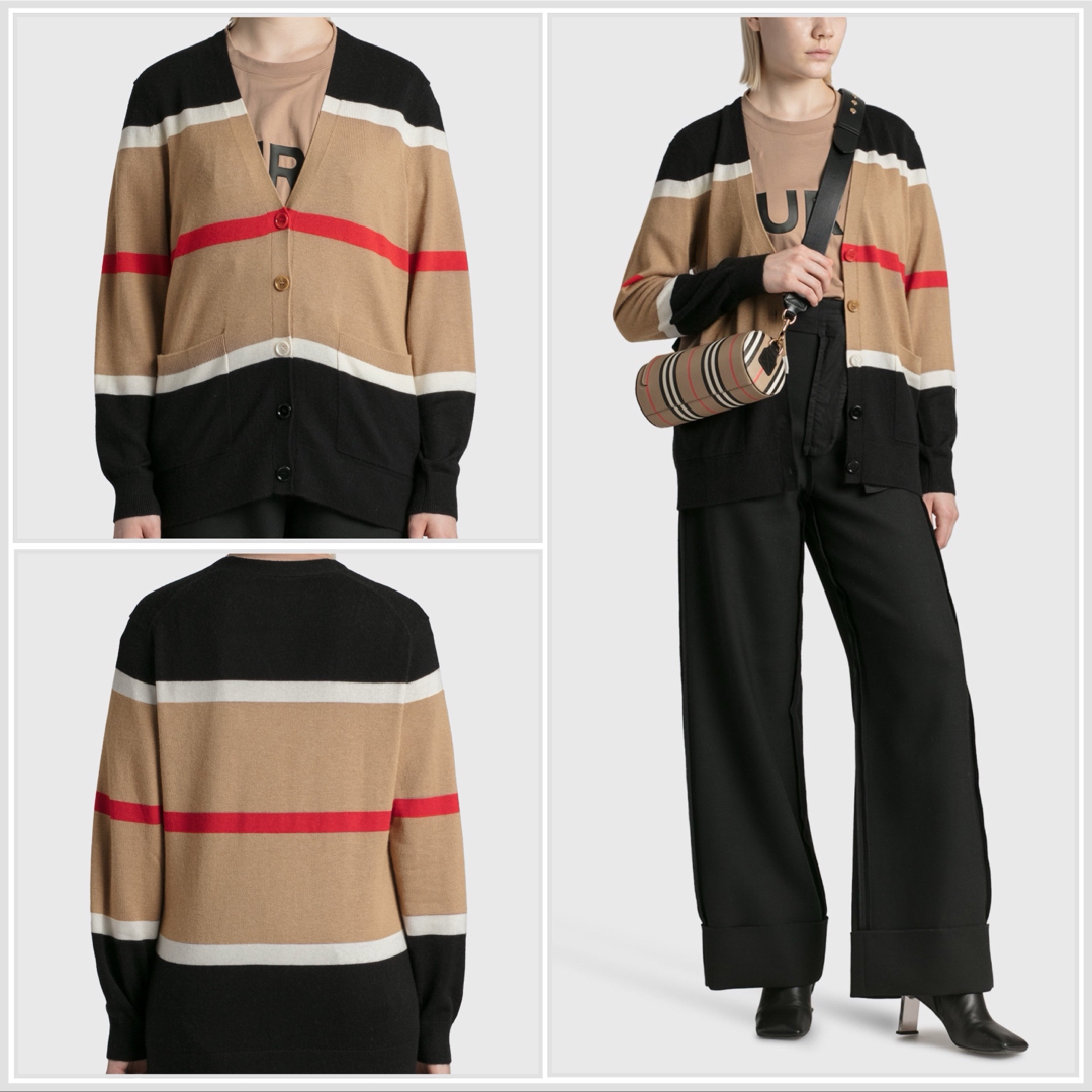 BURBERRY(バーバリー)のBurberry バーバリー　フィリッパカーディガン　カシミヤシルク　ボーダー レディースのトップス(カーディガン)の商品写真