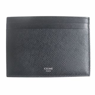 セリーヌ(celine)の未使用品□CELINE/セリーヌ 10B703 ロゴ入り カーフスキン レザー カードホルダー/名刺入れ ブラック イタリア製 箱・保存袋付き メンズ◎(名刺入れ/定期入れ)