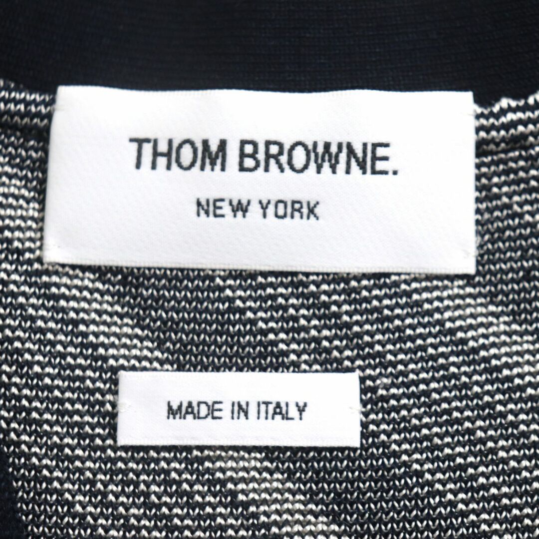 THOM BROWNE(トムブラウン)の未使用品▼THOM BROWNE トムブラウン 斜めストライプ柄 トリコロール シルク×コットン ニットカーディガン 紺×白 2 メンズ 伊製 正規品 メンズのトップス(カーディガン)の商品写真