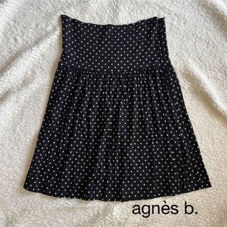 アニエスベー(agnes b.)の美品　アニエスベー　フレアスカート　ドットブラック(ひざ丈スカート)