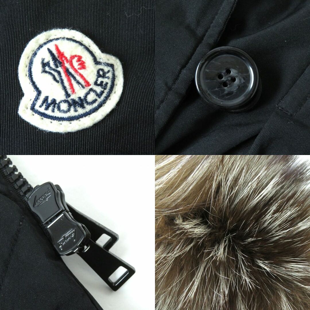 MONCLER(モンクレール)の良品△MONCLER モンクレール 17-18AW AREDHEL ダブルZIP フード・ファー・ロゴパッチ付き ダウンコート レディース ブラック 1 冬物◎ レディースのジャケット/アウター(ダウンコート)の商品写真