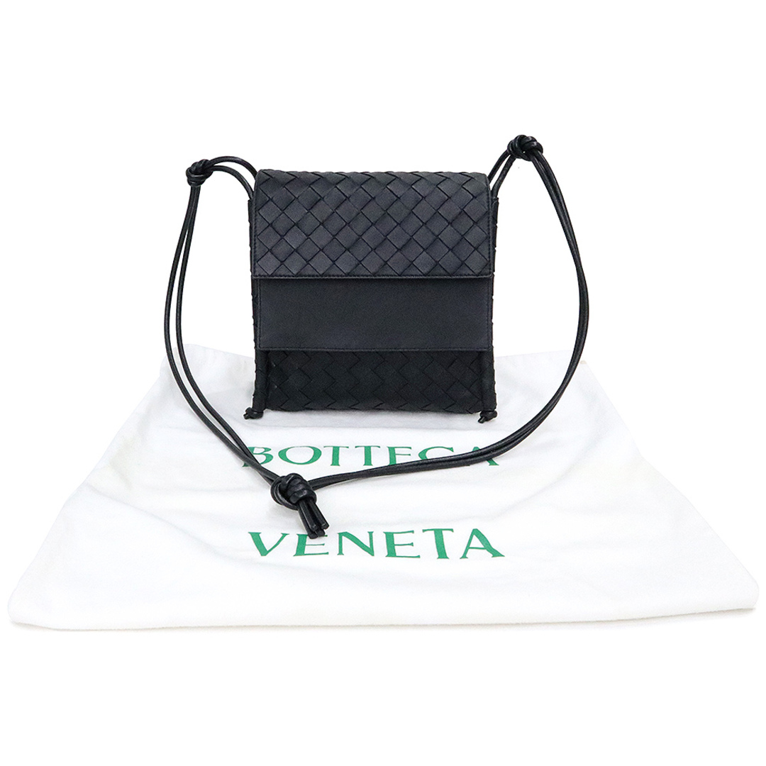 Bottega Veneta(ボッテガヴェネタ)のボッテガヴェネタ スモールフォールド イントレチャート ショルダー クロスボディバッグ 斜め掛け ラムスキン レザー ブラック 黒 631463 BOTTEGA VENETA（未使用　展示品） レディースのバッグ(ショルダーバッグ)の商品写真