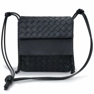 ボッテガヴェネタ(Bottega Veneta)のボッテガヴェネタ スモールフォールド イントレチャート ショルダー クロスボディバッグ 斜め掛け ラムスキン レザー ブラック 黒 631463 BOTTEGA VENETA（未使用　展示品）(ショルダーバッグ)