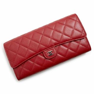 シャネル(CHANEL)のシャネル マトラッセ トラベルマルチウォレット 二つ折り長財布 キャビアスキン レザー レッド 赤 シルバー金具 A68705 箱付 CHANEL（新品・未使用品）(財布)