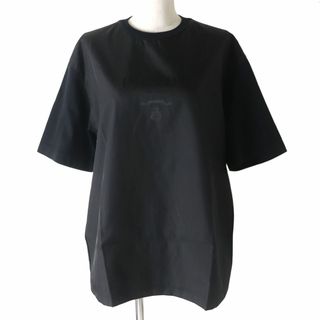 プラダ(PRADA)の極美品△正規品 PRADA プラダ 2022年 135716 インターロック 異素材切替 クルーネック オーバーサイズ 半袖Tシャツ レディース ブラック XS(Tシャツ(半袖/袖なし))