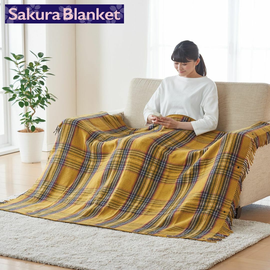 【色: カーキー】Sakura Blanket (サクラ ブランケット) ラージ インテリア/住まい/日用品の寝具(布団)の商品写真