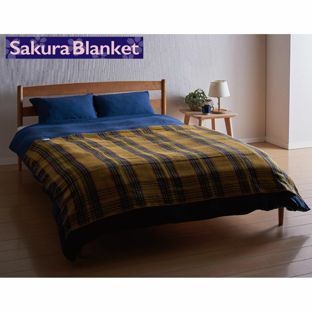 【色: カーキー】Sakura Blanket (サクラ ブランケット) ラージ インテリア/住まい/日用品の寝具(布団)の商品写真