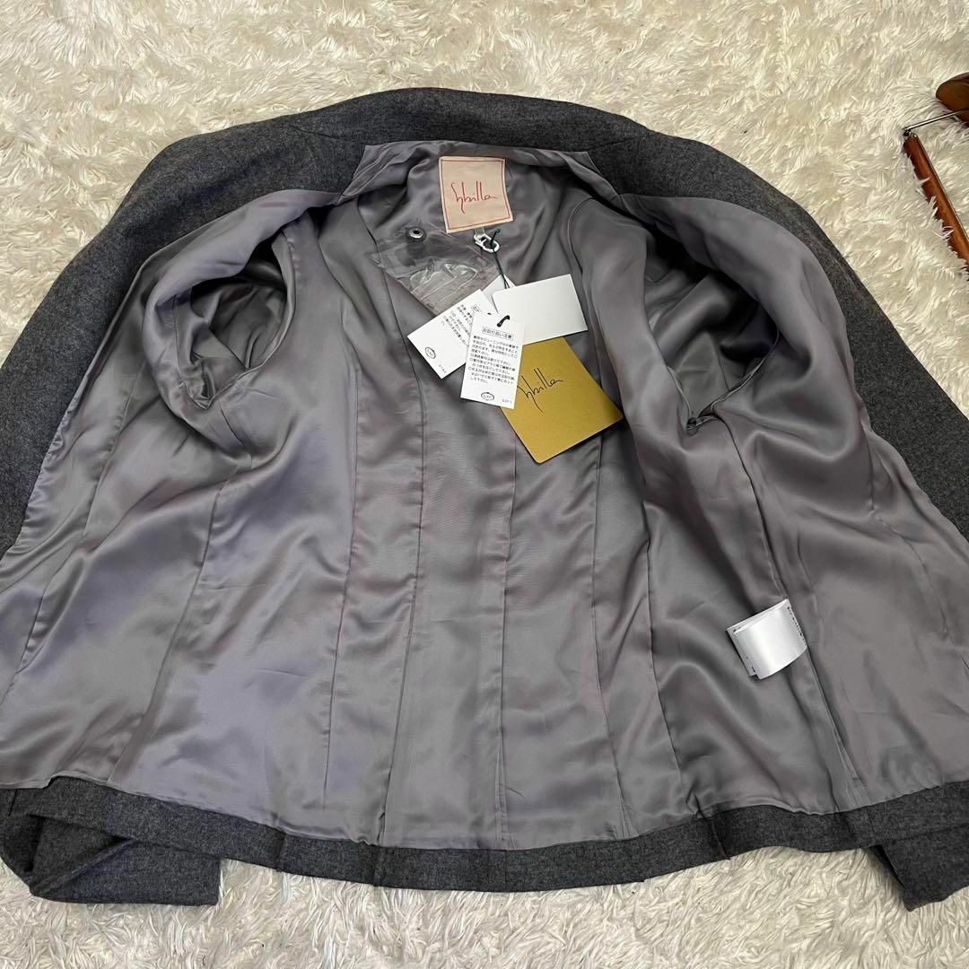 未使用タグ付き【シビラ】ピンタックラインウールジャケットスペインデザイナー 灰色 未使用タグ付き【シビラ】ピンタックラインウールジャケットスペインデザイナー 灰色