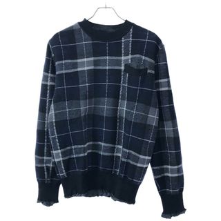 サカイ(sacai)のsacai サカイ 15AW チェック柄ウールニットセーター ネイビー 2 15-00916M(ニット/セーター)