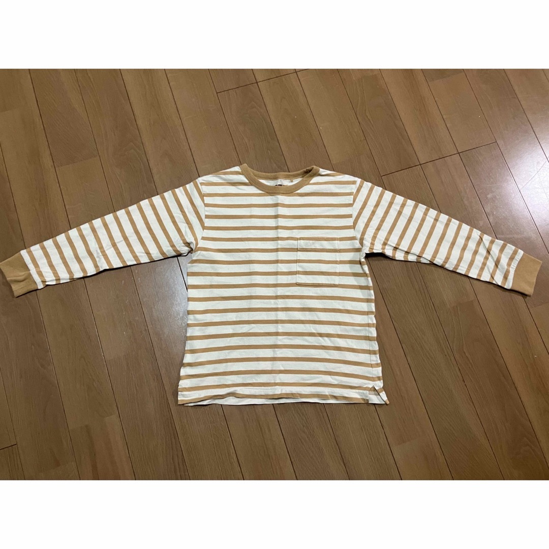 UNIQLO(ユニクロ)のUNIQLO ユニクロ ボーダークルーネックTシャツ（長袖）キッズ男の子 140 キッズ/ベビー/マタニティのキッズ服男の子用(90cm~)(Tシャツ/カットソー)の商品写真