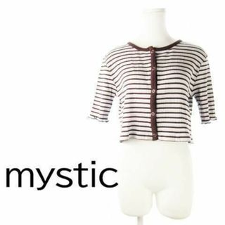 ミスティック(mystic)のミスティック 短か丈リブカットソー ボーダー F 茶 230529CK15A(カットソー(半袖/袖なし))