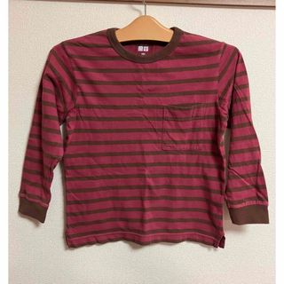 ユニクロ(UNIQLO)のUNIQLO ユニクロ ボーダークルーネックTシャツ（長袖）キッズ男の子 130(Tシャツ/カットソー)